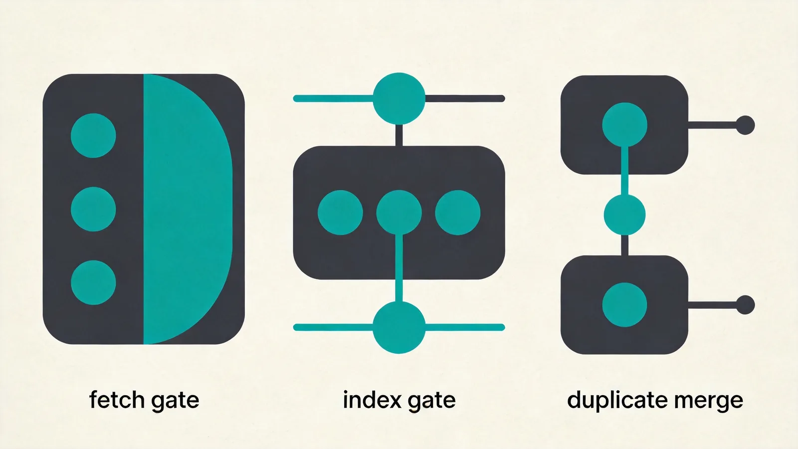 Three-way diagram contrasting crawl, index, and canonical signals